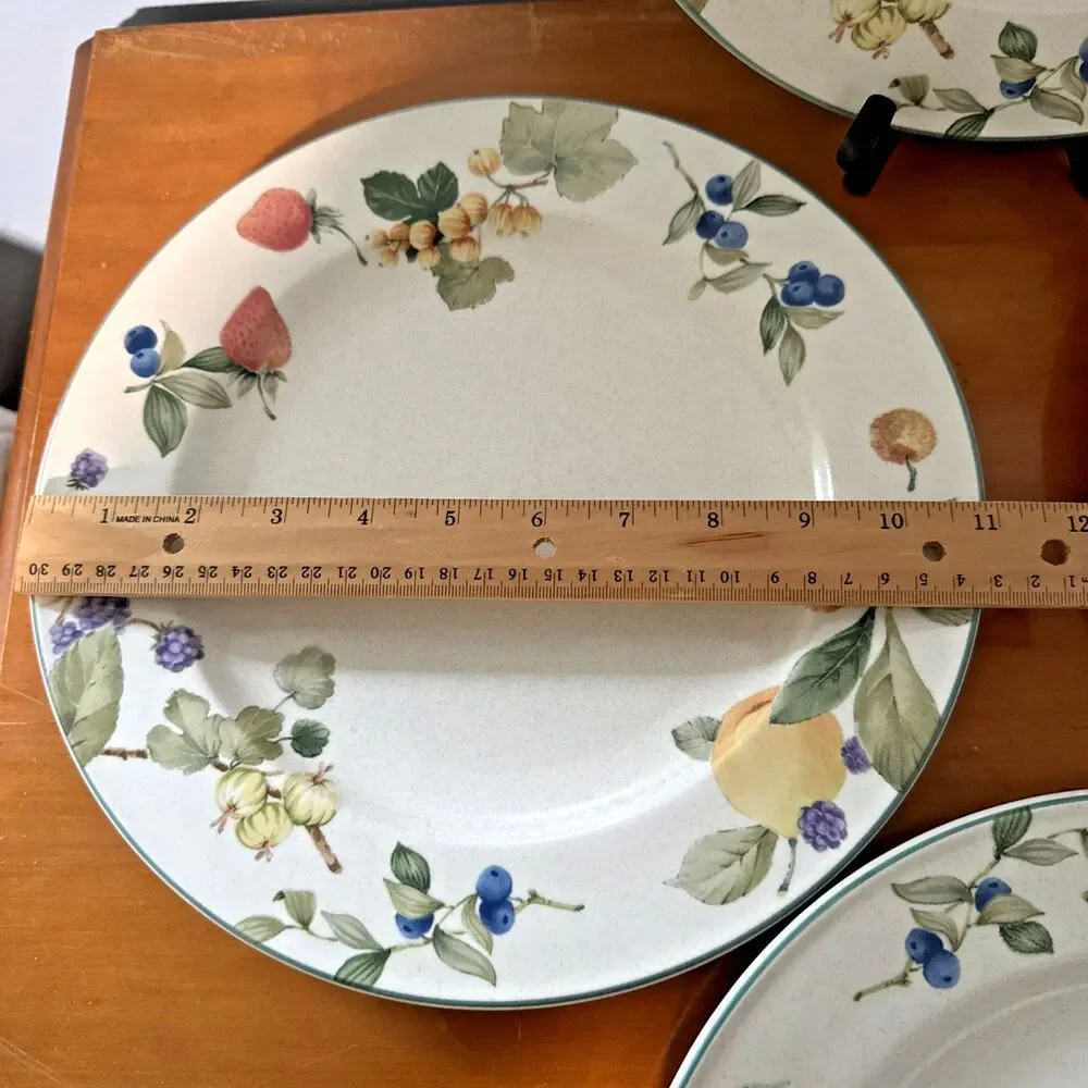 Mikasa Intaglio Fresh Fruit CAC33 Dinner Plates 11”-Set Of 4-Vintage-EUC
